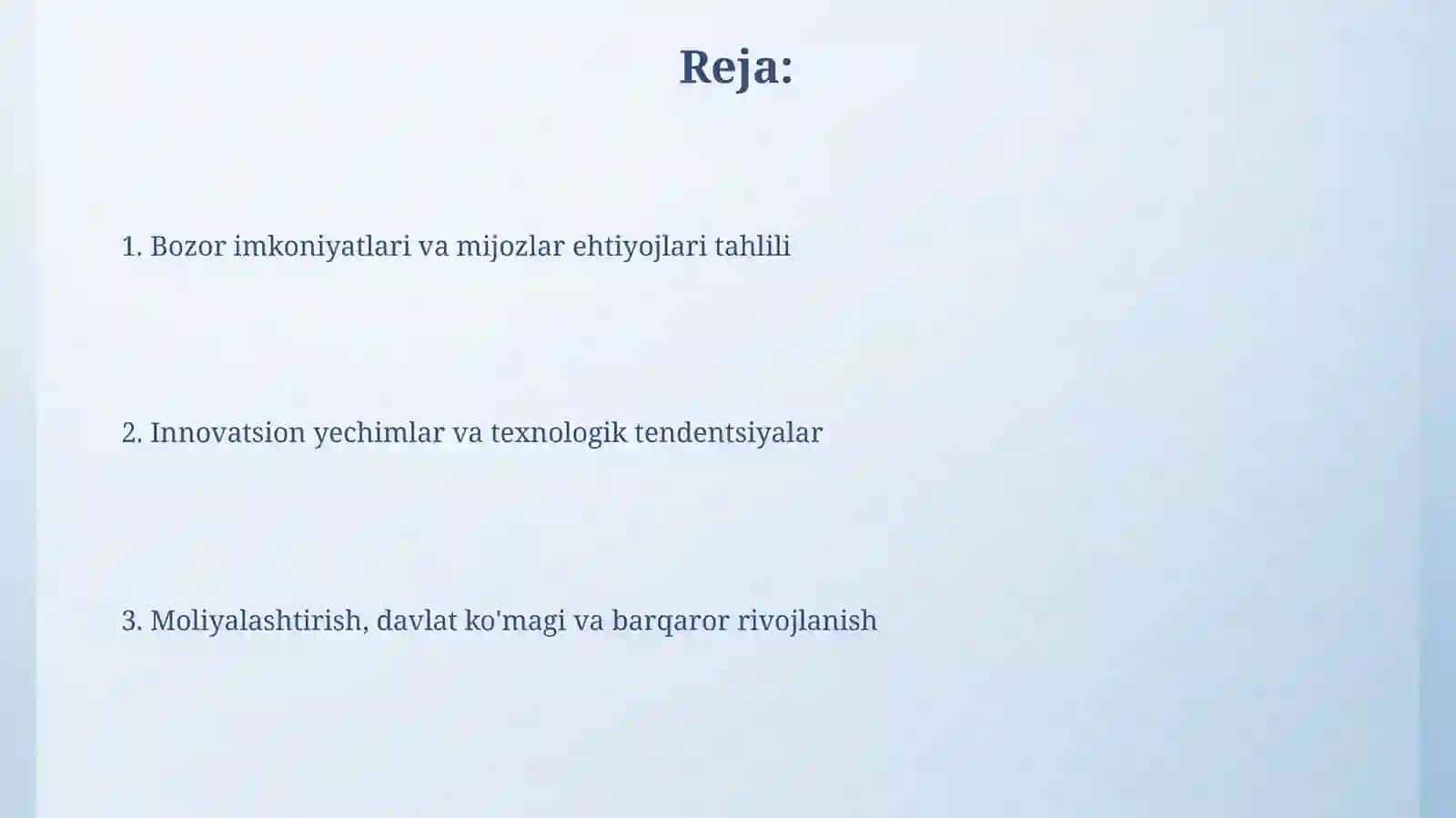 Bozor tahlili va istiqbollari 2