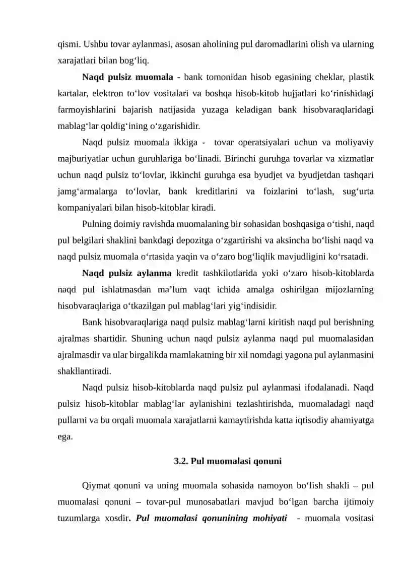 Pul muomalasi va uning tuzilishi 2