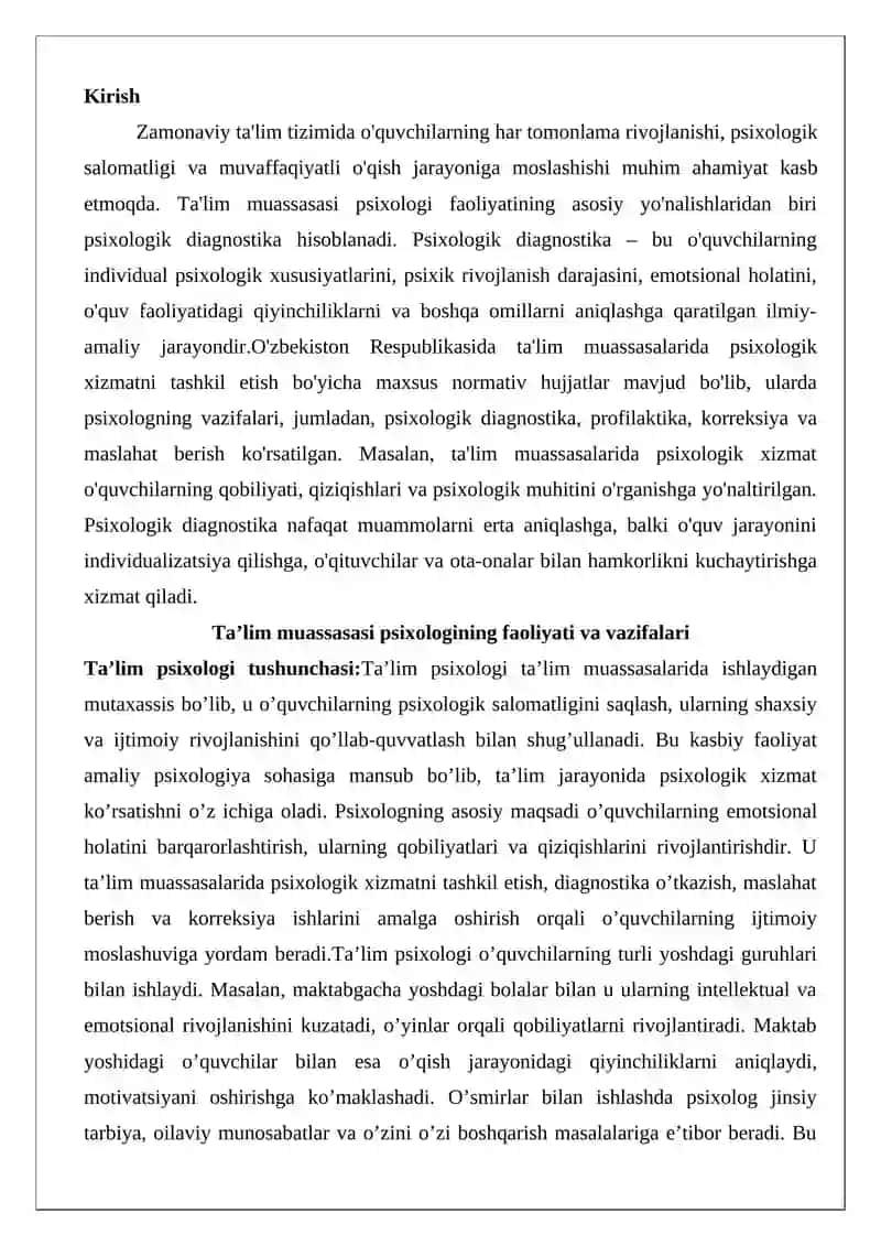 Ta’lim muassasasi psixologining psixologik diagnostika faoliyati 2