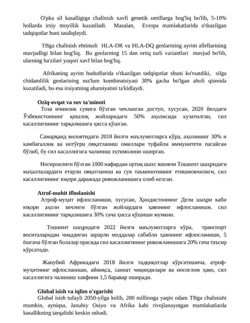Tuberkulyoz rivojlanishiga tashqi omillarning ta’siri 2