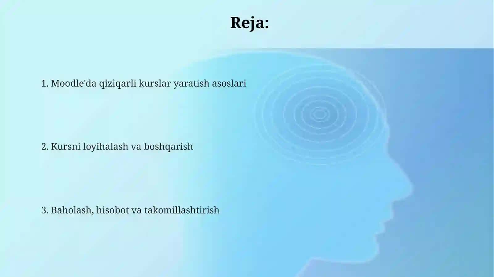 Masafaviy kurslar yaratish. Moodletizimi 2