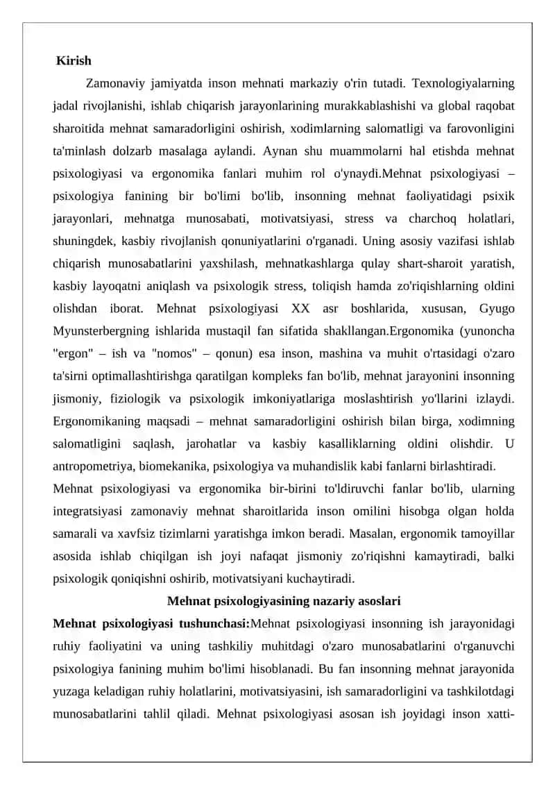 Mehnat psixologiyasi va ergonomika 2