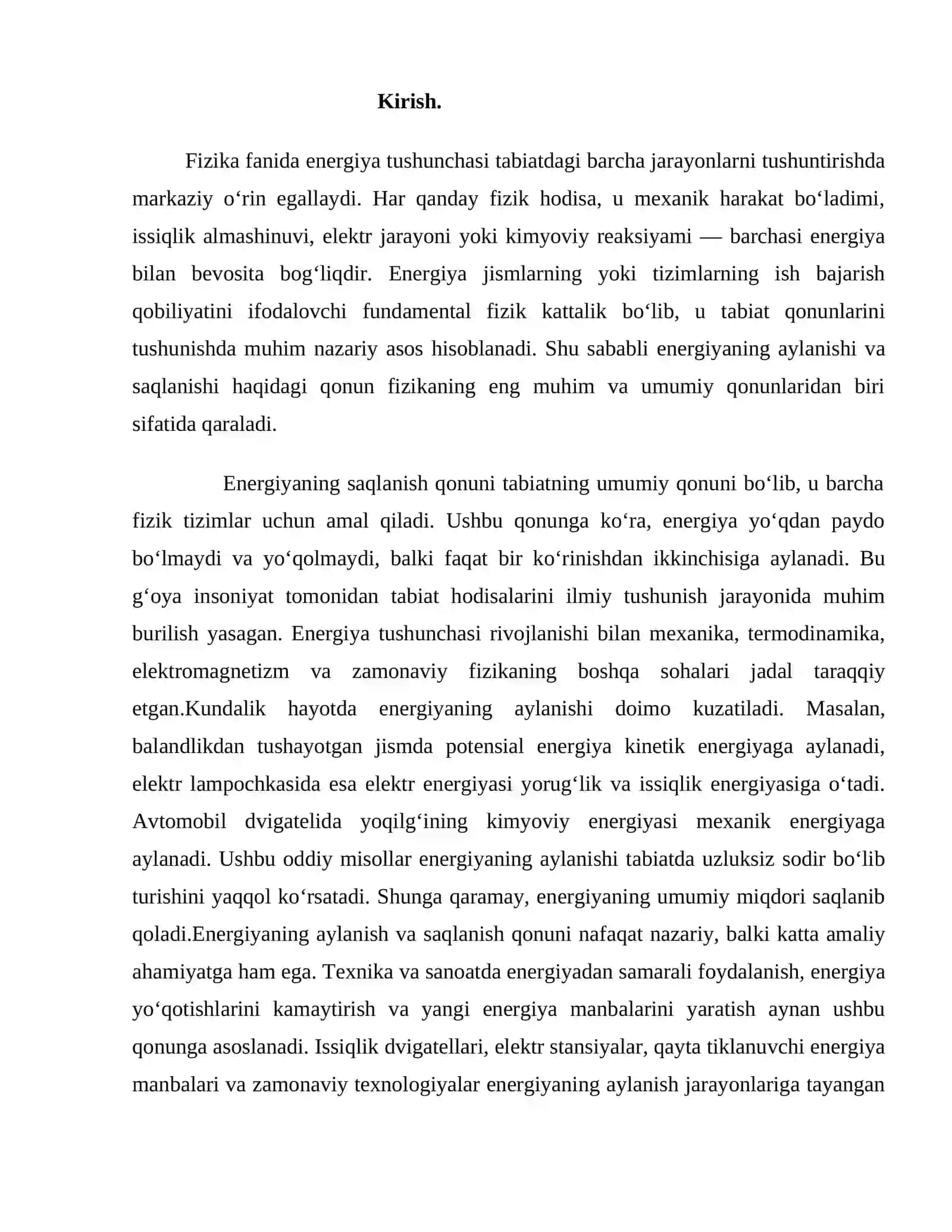 Energiyaning aylanish va saqlanish qonuni 2