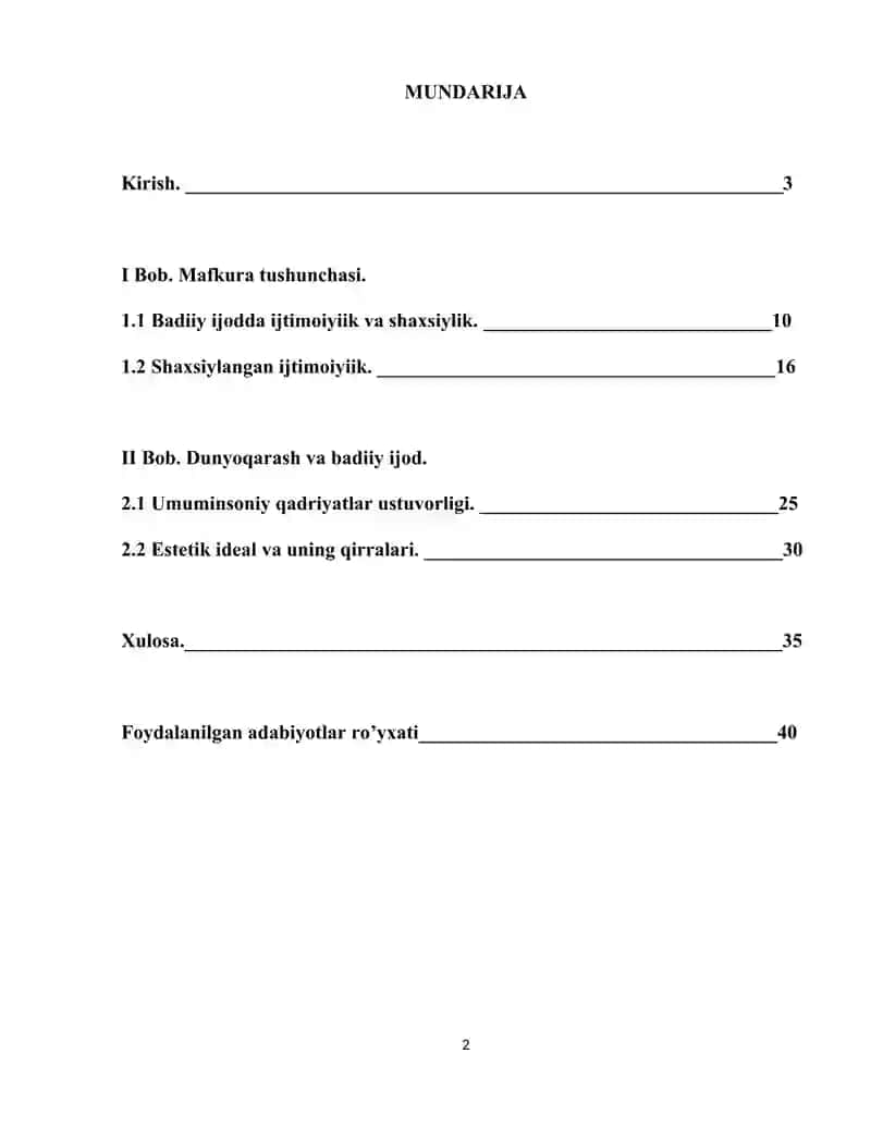 Adabiyotshunoslik Nazariyasi Kurs ishi 2