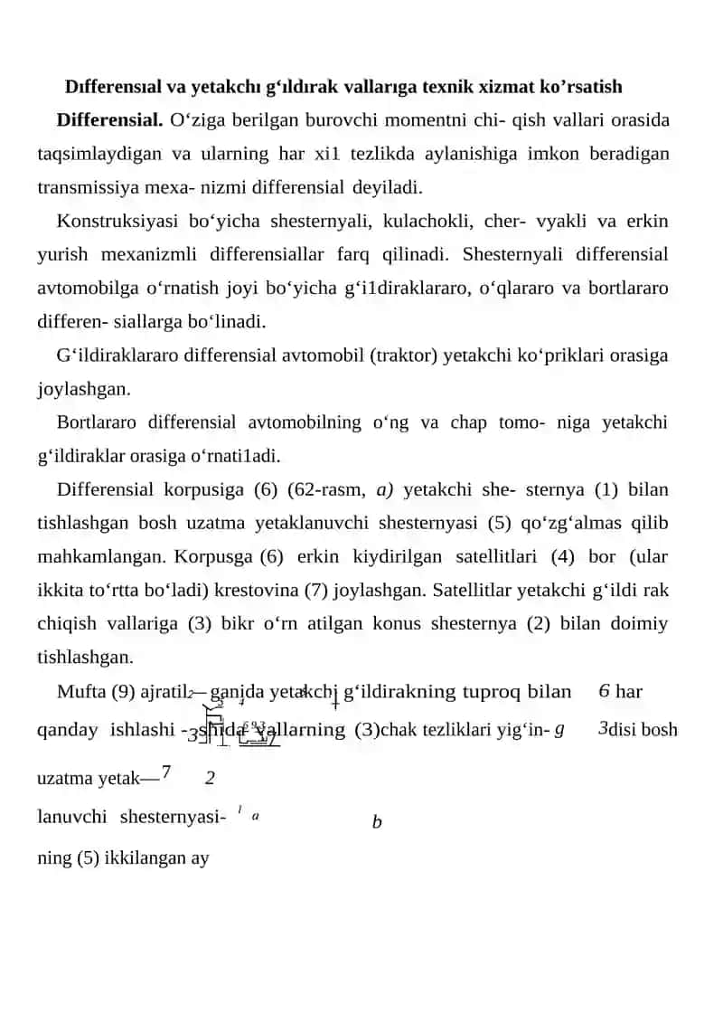 Differensial va Yetakchi G'ildirak Vallariga Texnik Xizmat Ko'rsatish 2