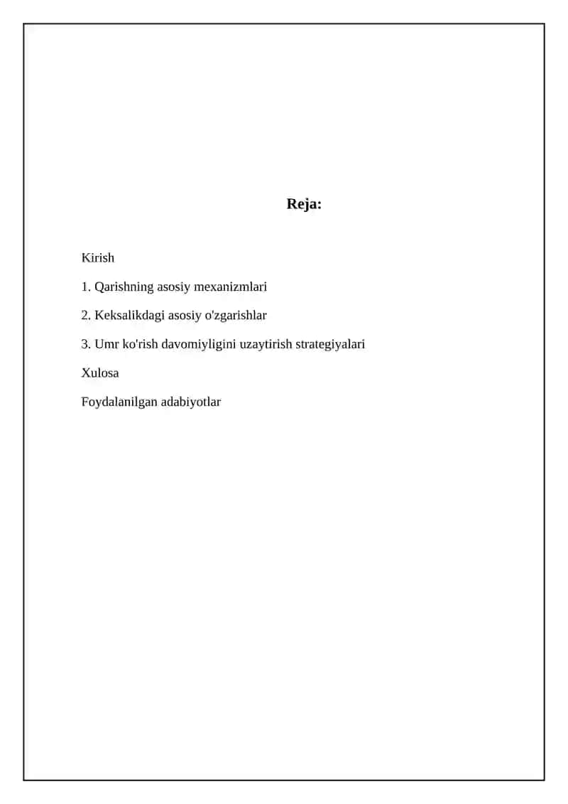 Qarilikning biologik jabhalari 2