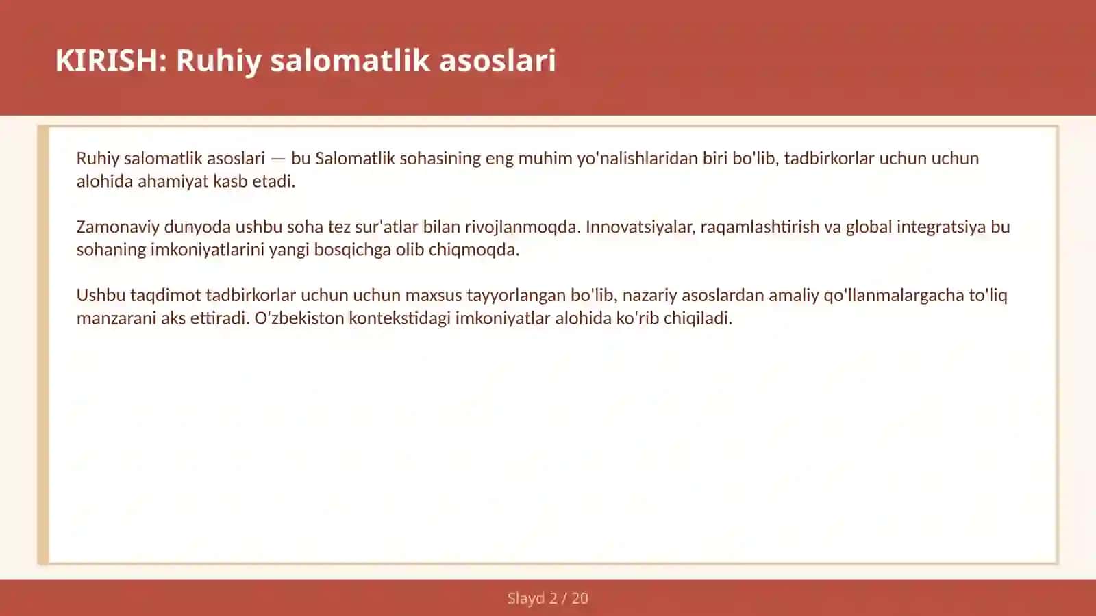 RUHIY SALOMATLIK ASOSLARI 2