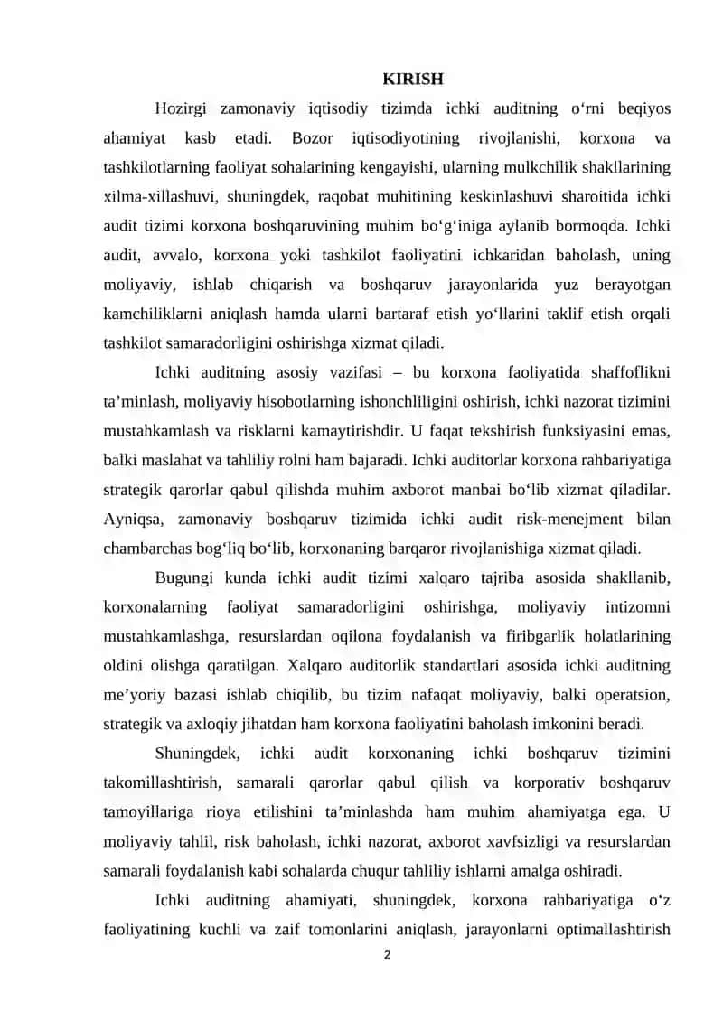 Ichki audit tushunchasi, uning maqsad va vazifalari 2