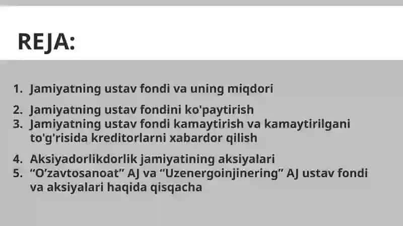 Aksiyadorlik jamiyatining ustav fondi va uning aksiyalari 2