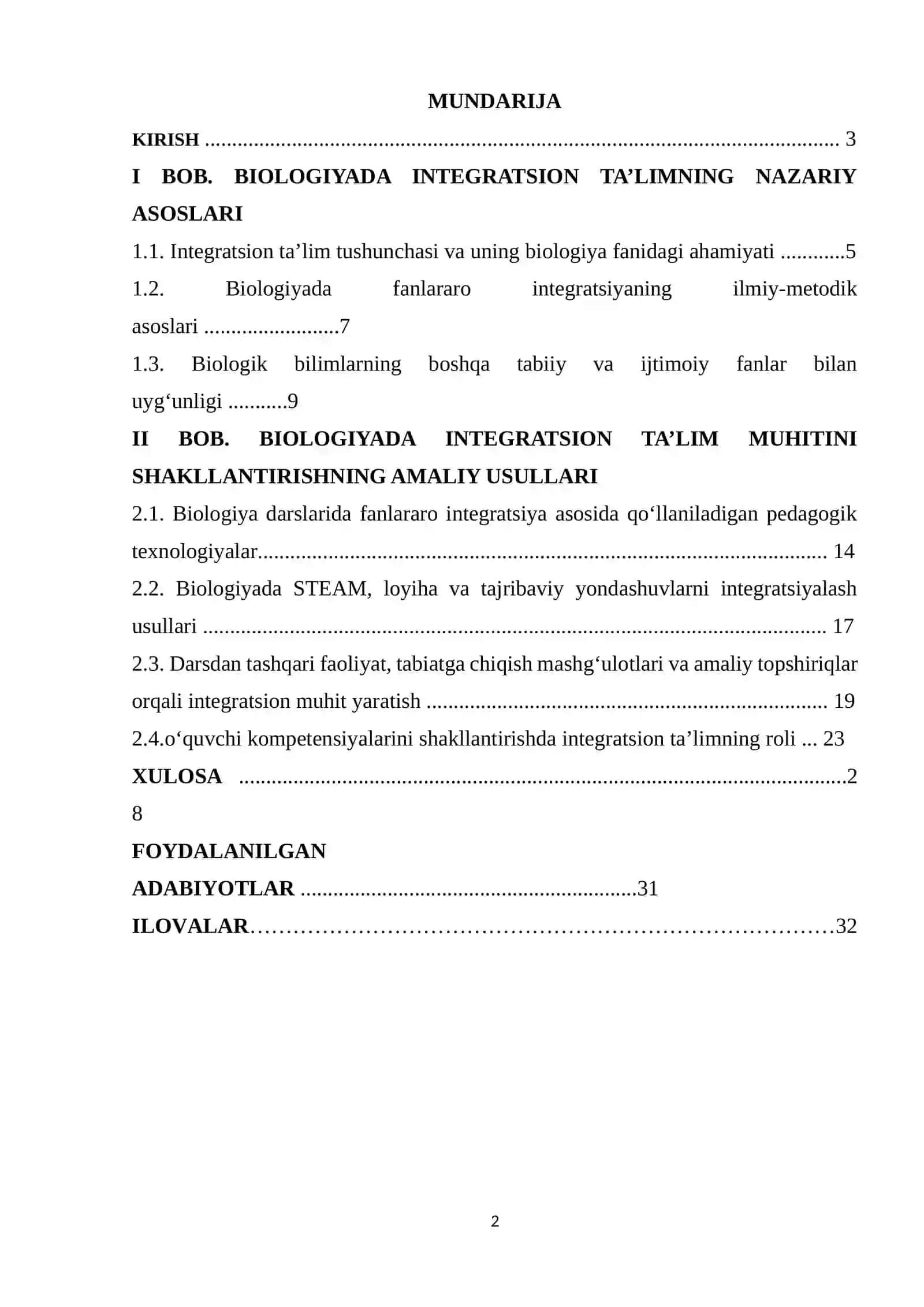 BIOLOGIYADA INTEGRATSION TA'LIM MUHITINI SHAKLLANTIRISH USULLARI 2