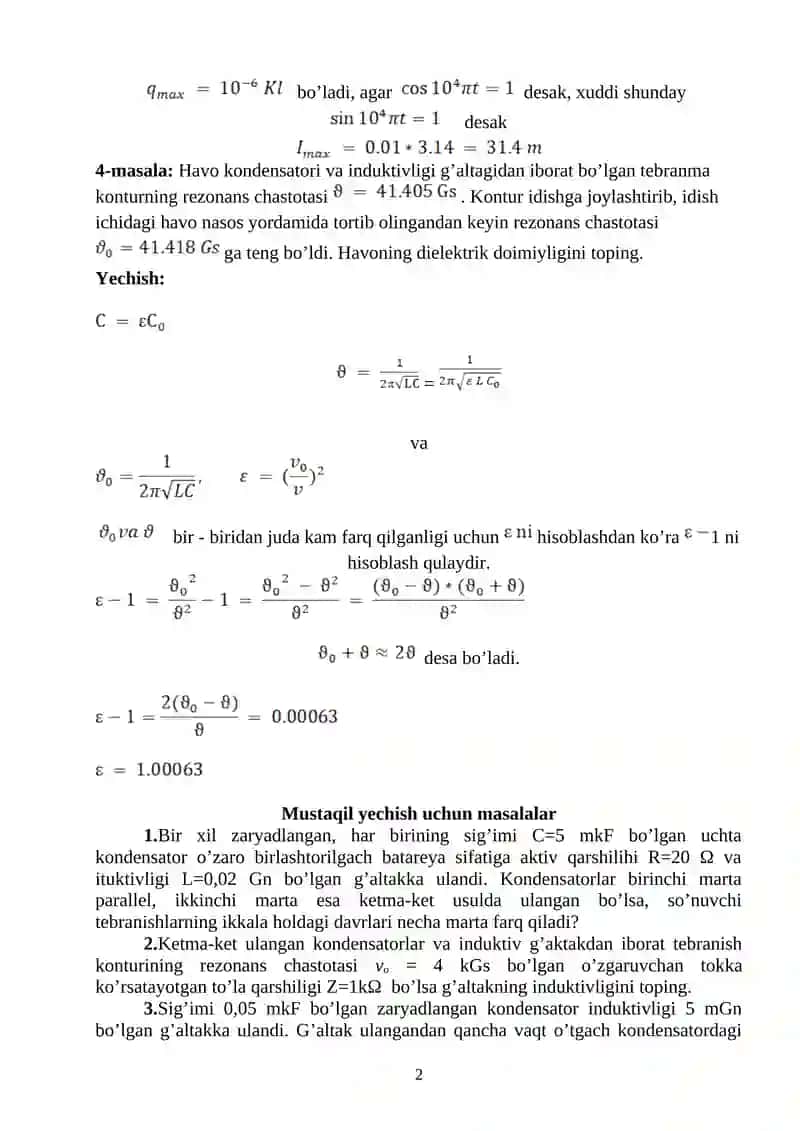 ELEKTROMAGIT TEBRANISHLAR 2