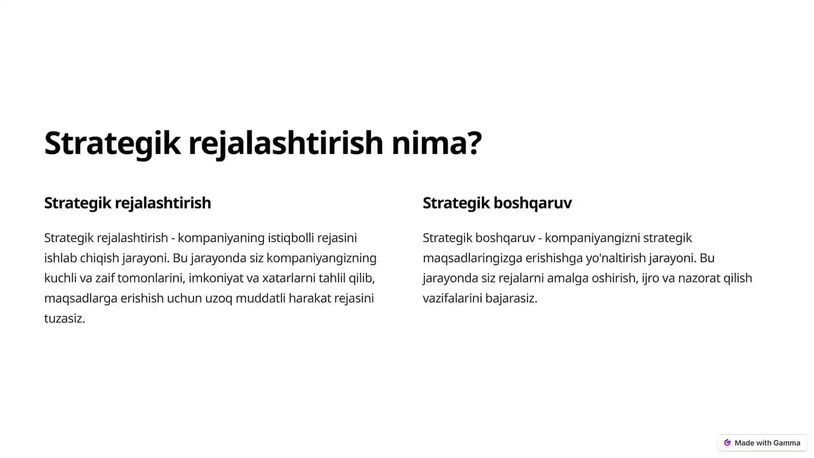 Strategik rejalashtirish 2