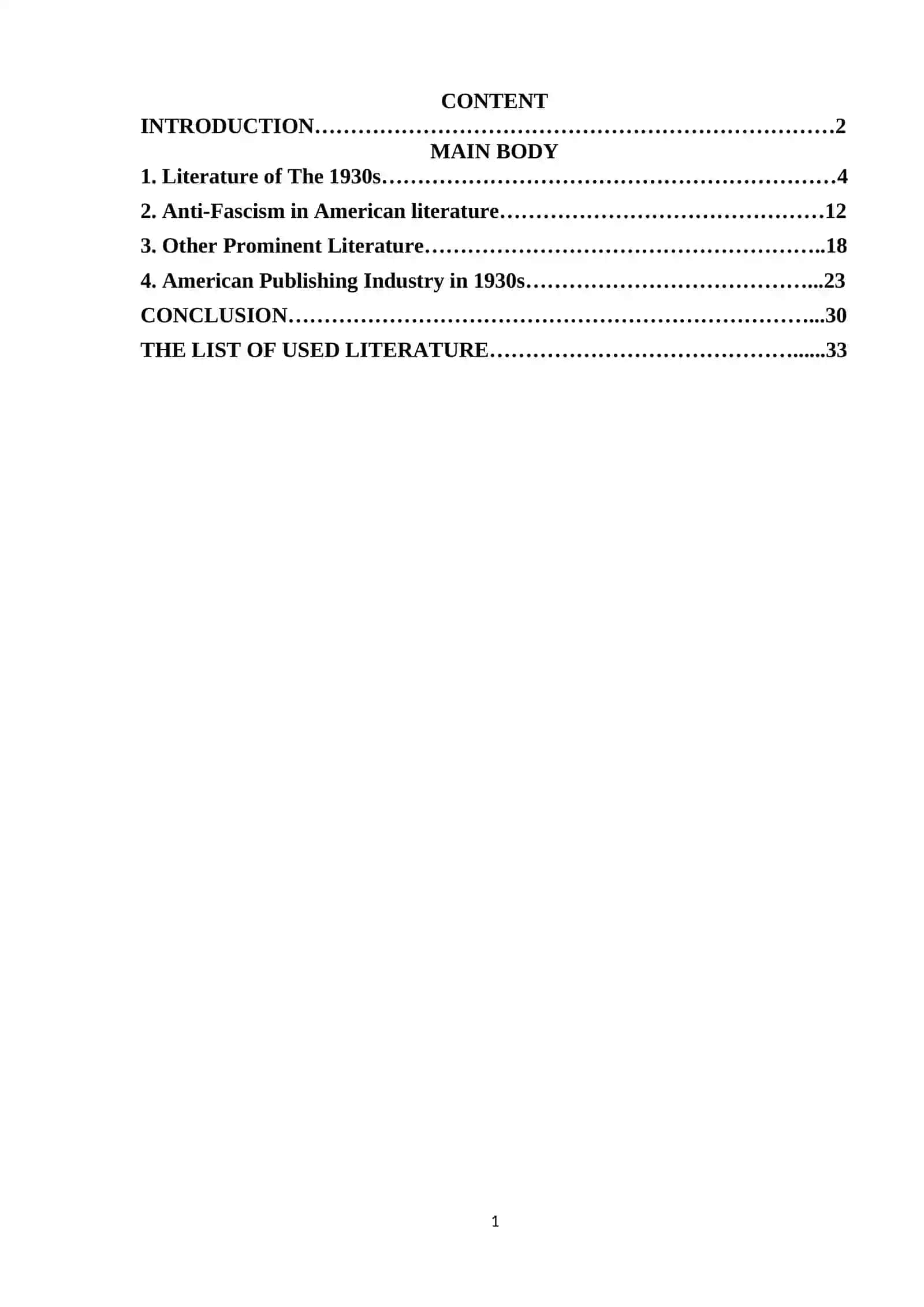 “AMERICAN LITERATURE IN THE 1930S AND LATER” 2