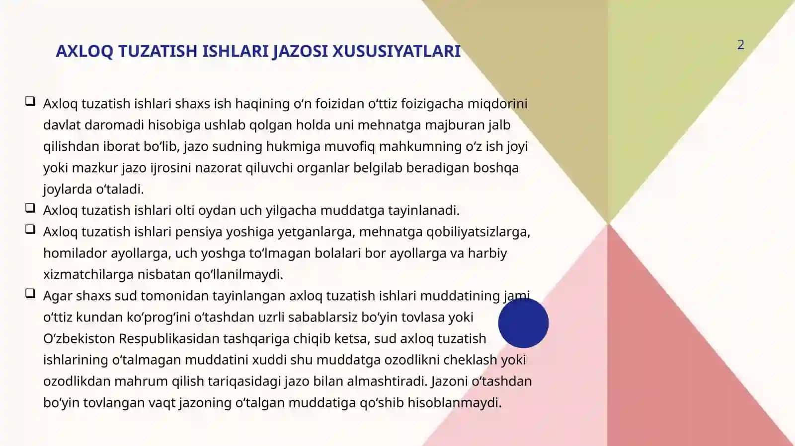 Axloq tuzatish ishlari jazosi 2