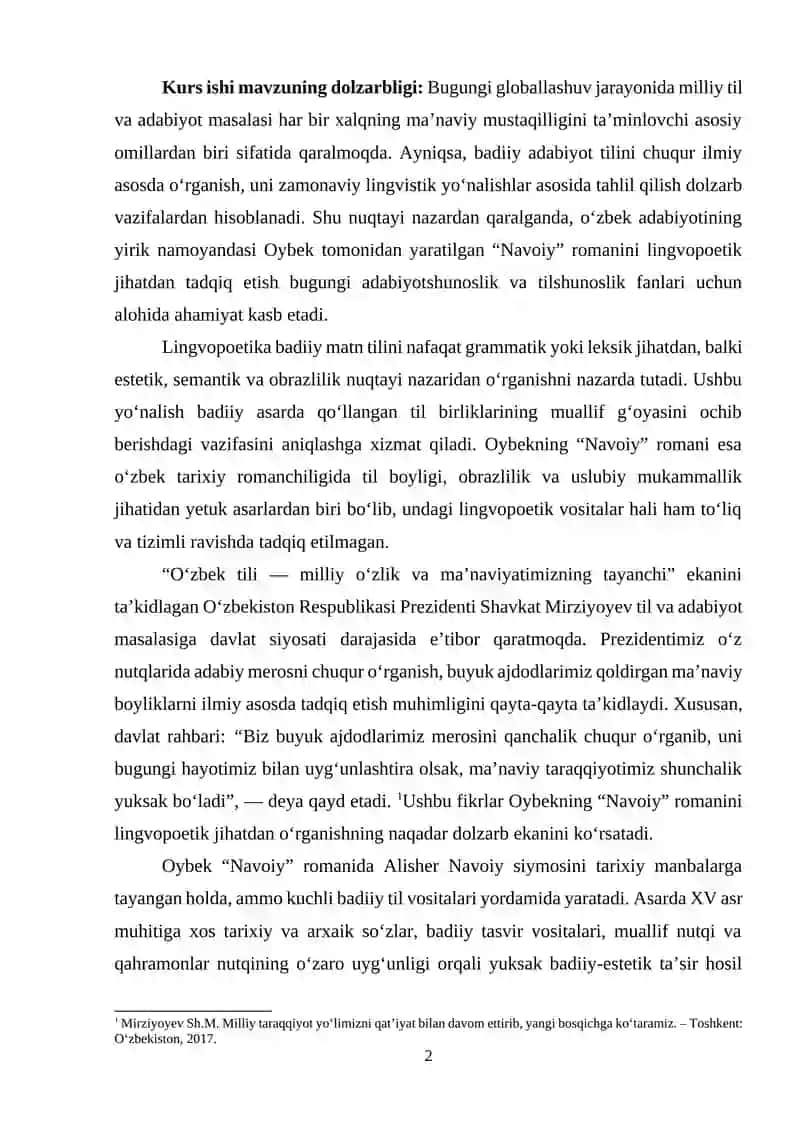 oybekning "Navoiy" romani lingvopoetikasi 2