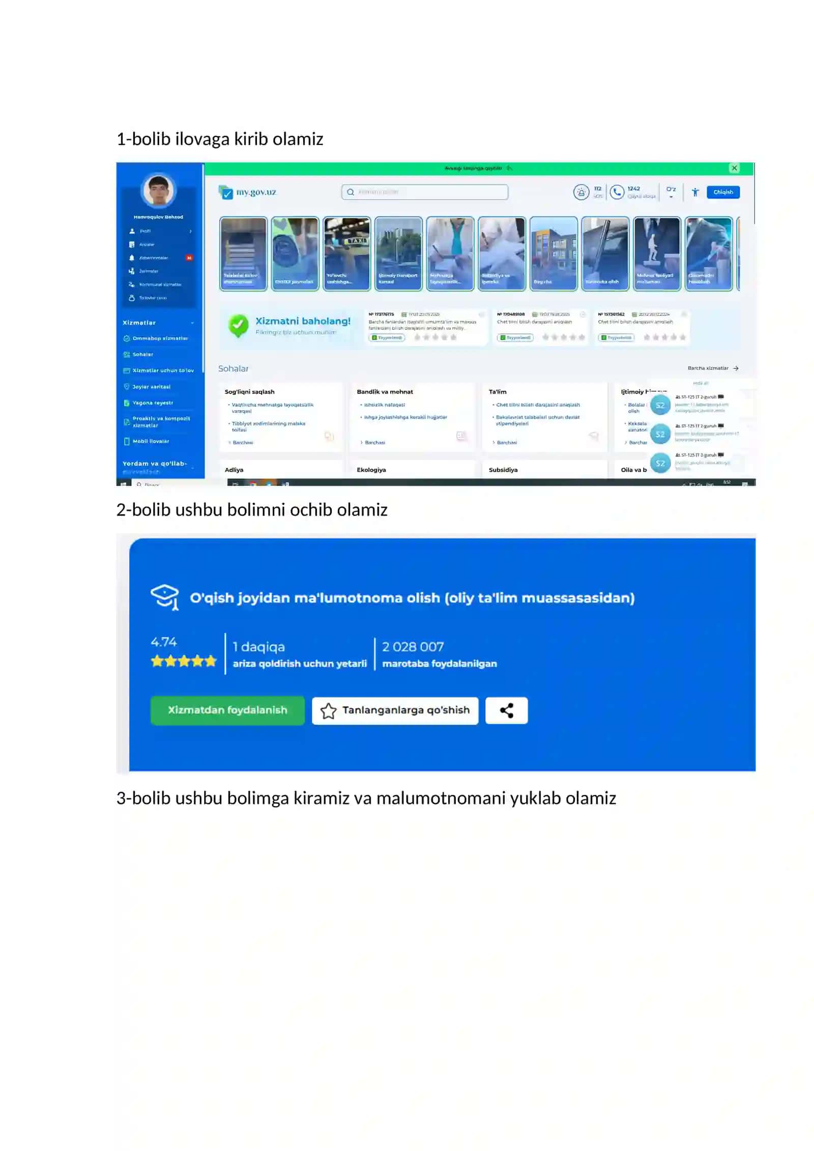 INTERAKTIV XIZMATLAR VA ULAR BILAN ISHLASH 2