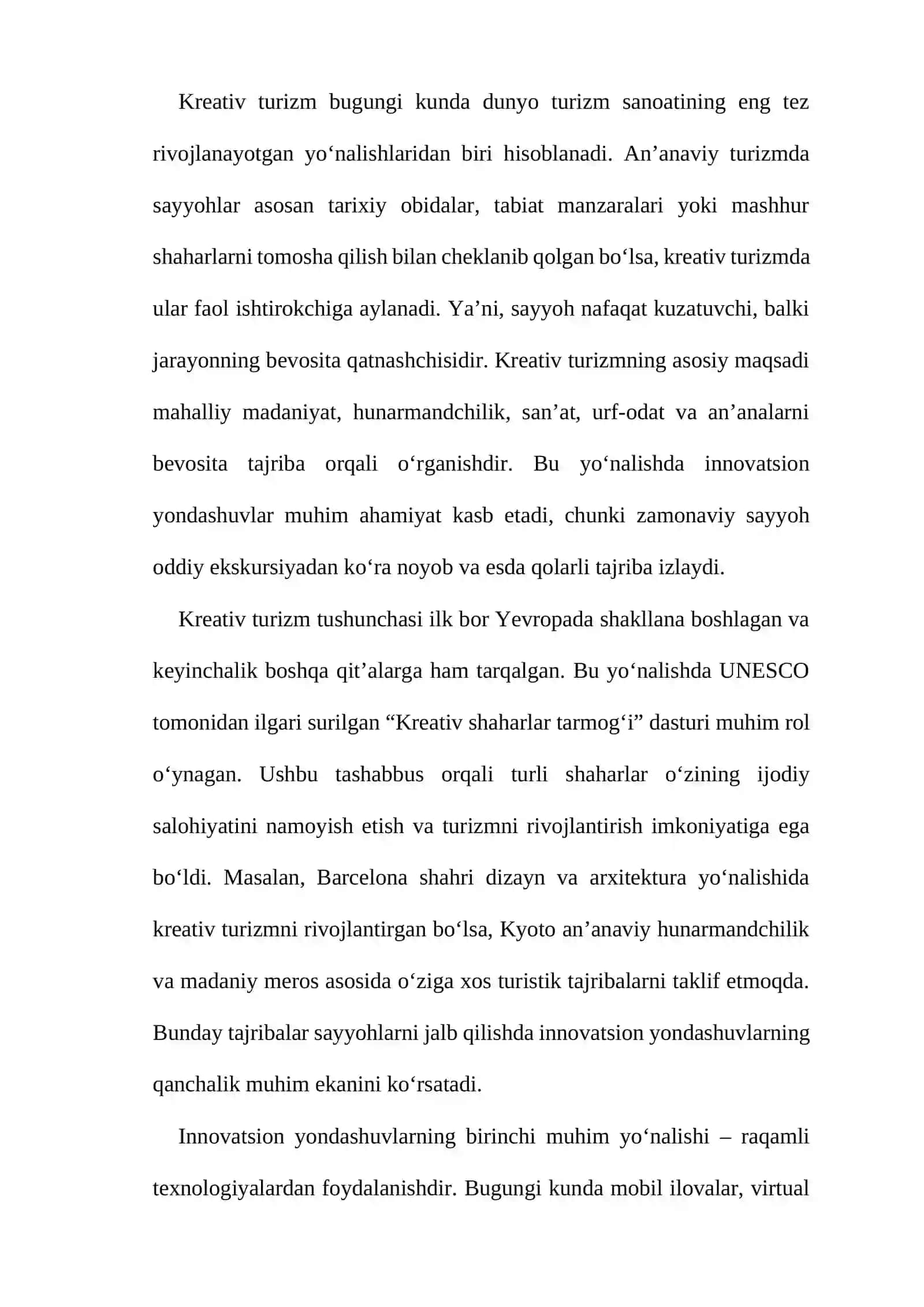 KREATIV TURIZMDA INNOVATSION YONDASHUVLAR 2