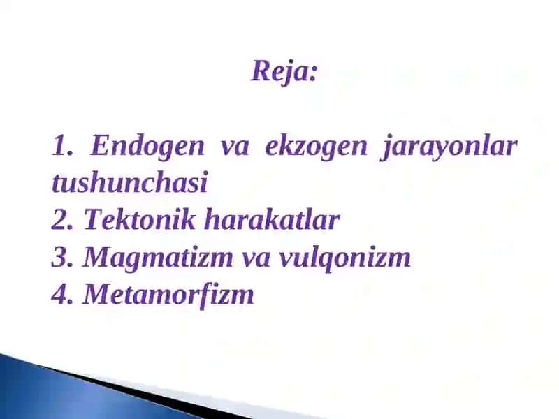 Endogen Jarayonlar: Magmatizm, Metamorfizm Jarayonlar 2