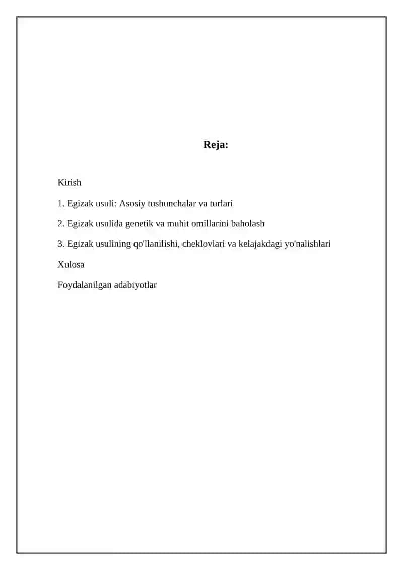 Egizak usuli 2