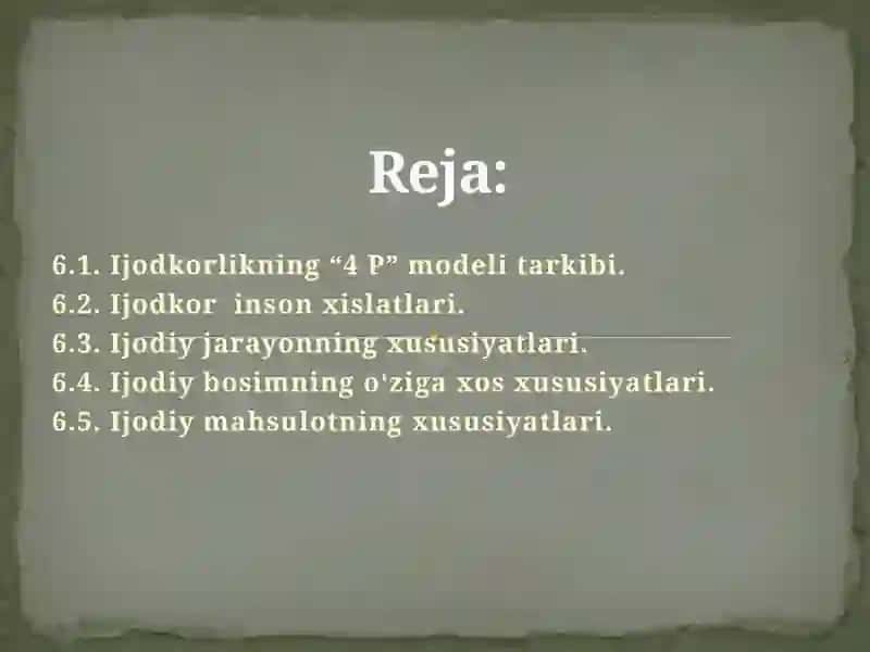 Kreativlikning “4 P” modeli 2