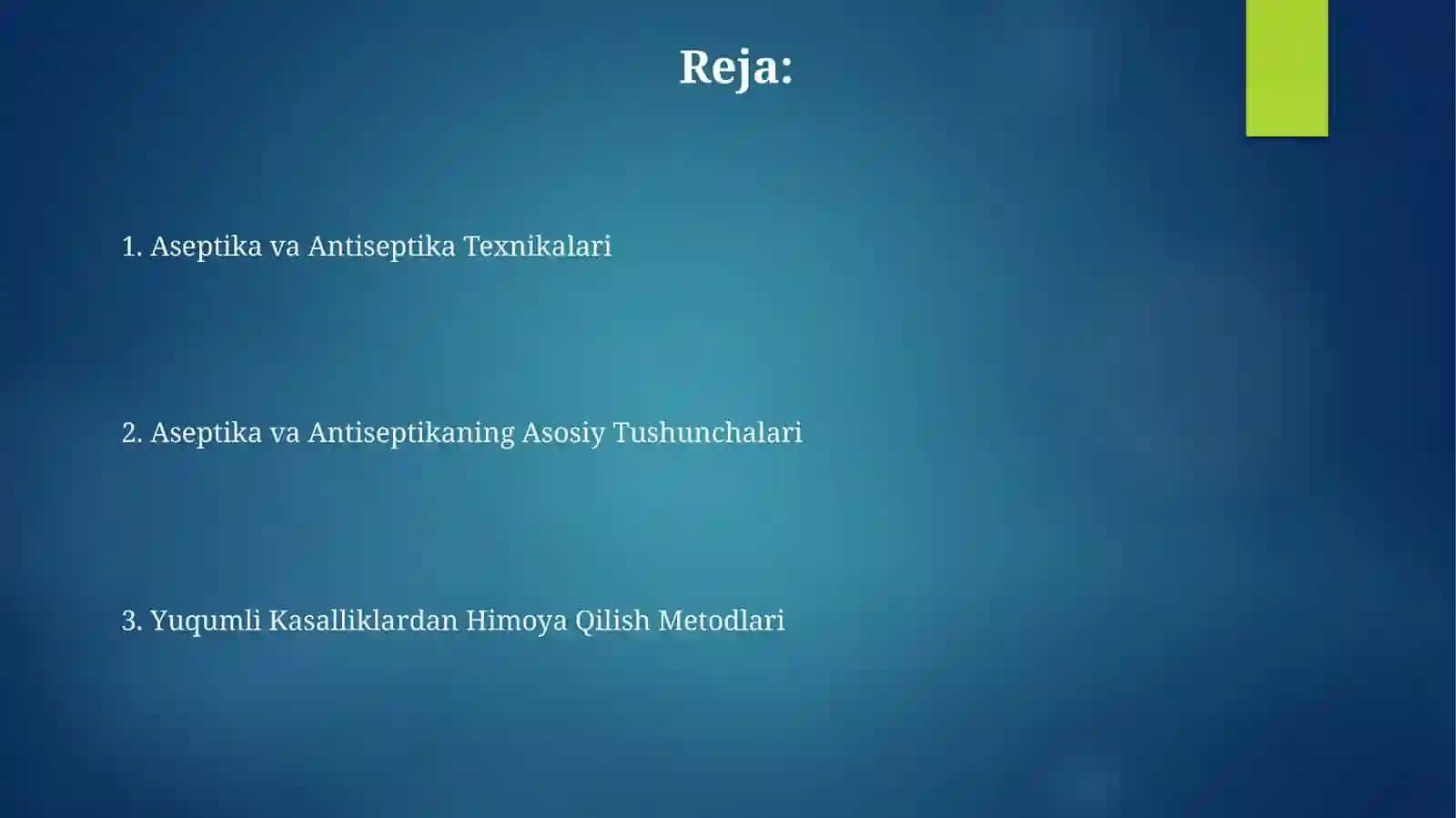 Aseptika va antiseptika asoslarini o'rganish 2
