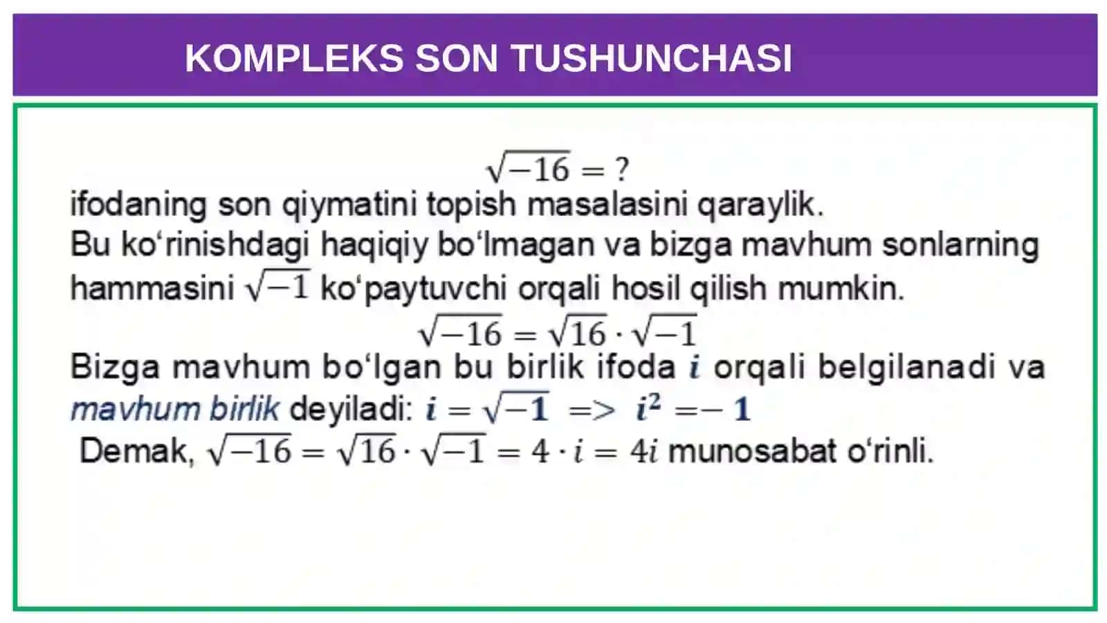 Kompleks Son Tushunchasi 2