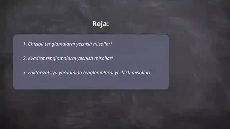 Chiziqli tenglamalarni yechish misollari 2