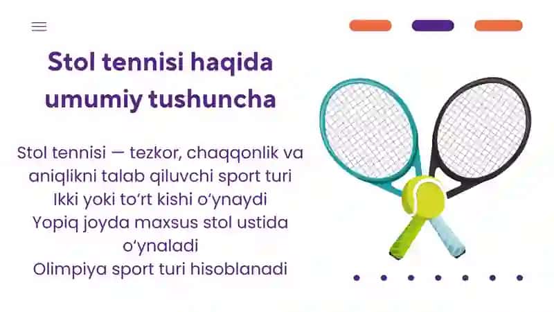 Stol tennisi o'yin tarixi va umumiy tushuncha 2