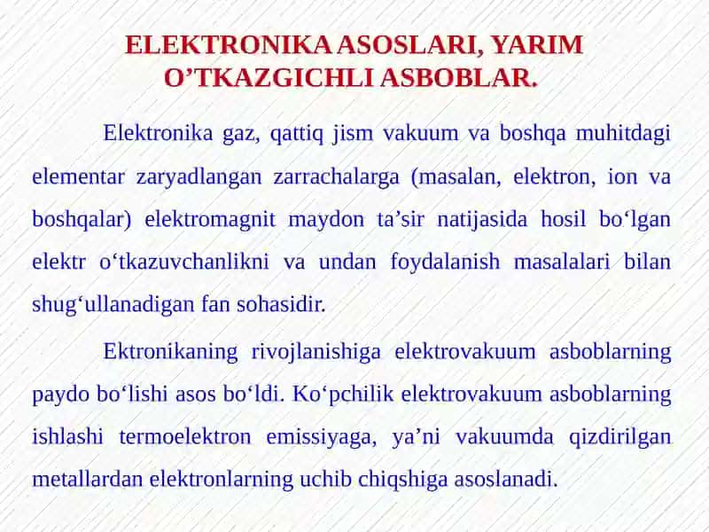 ELEKTRONIKA ASOSLARI 2
