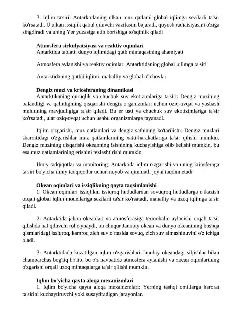 Antarktida Tabiati Ning Yer Shari Iqlimiga Ta'Siri 2