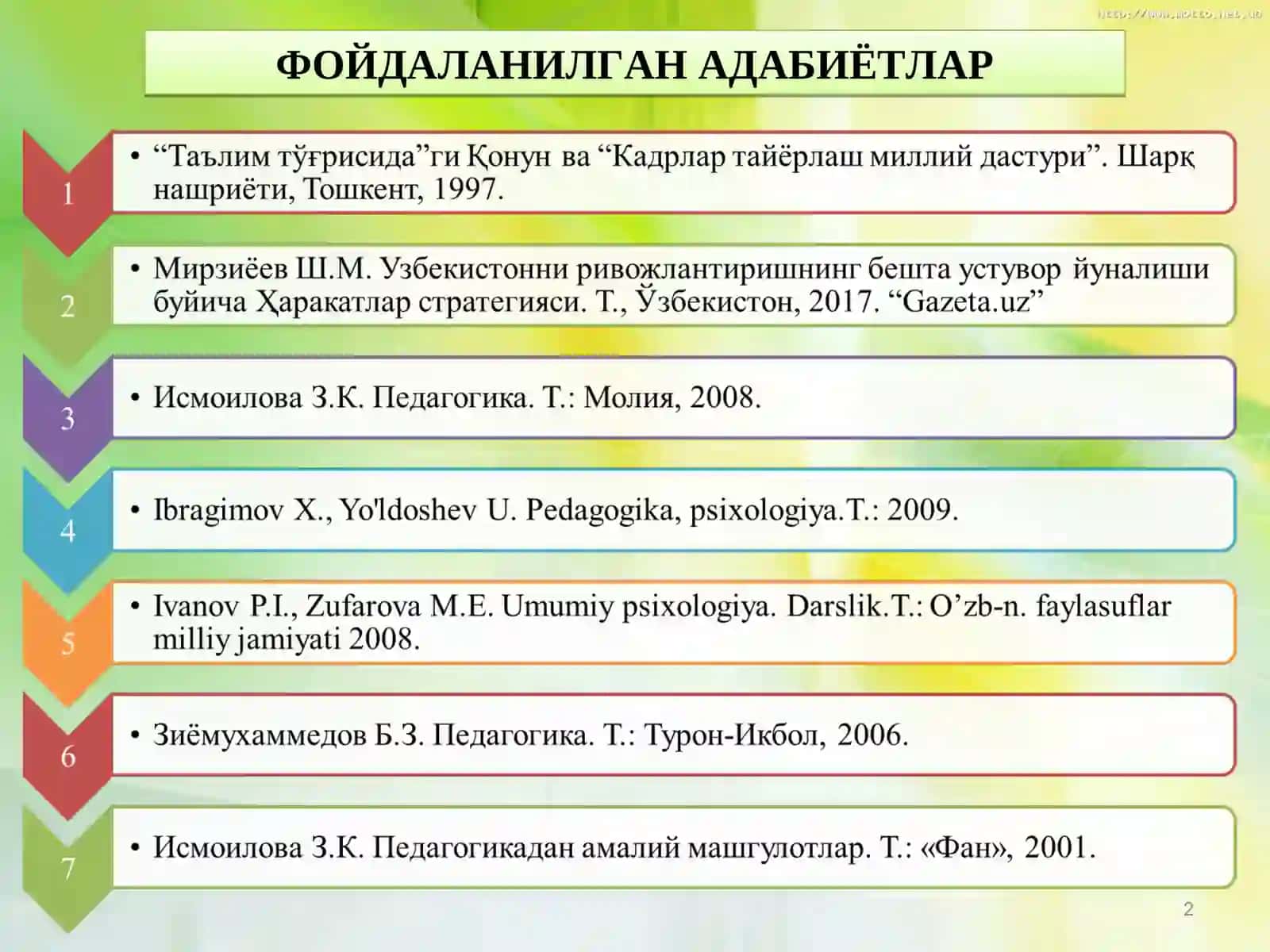 ПЕДАГОГИКА ФАНИНИ ЎРГАНИШ ЗАРУРИЯТИ 2
