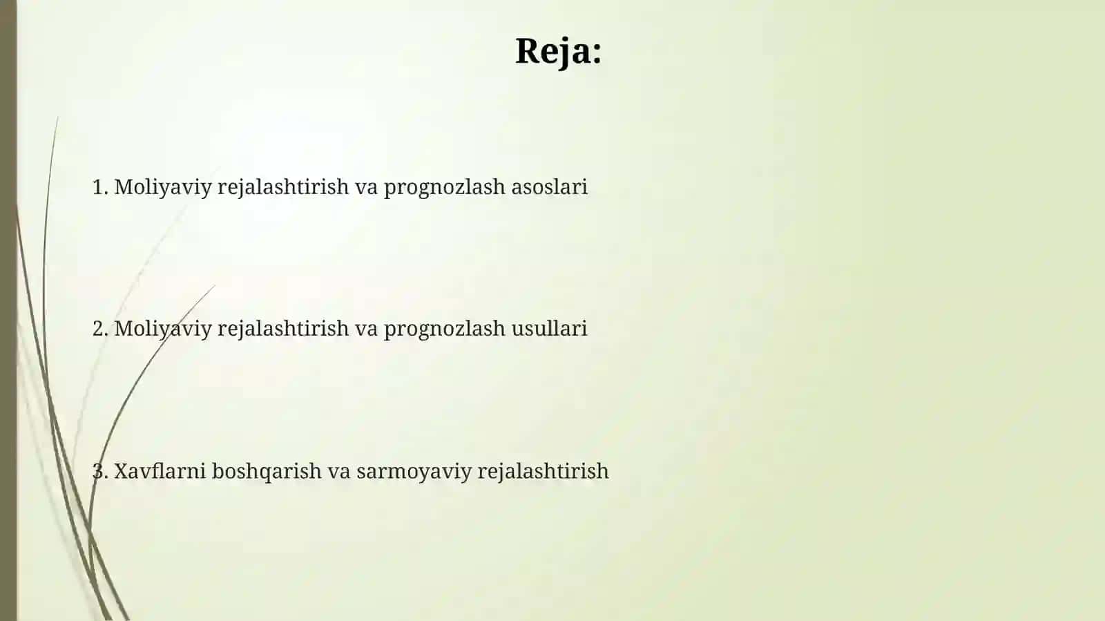 Moliyaviy rejalashtirish va prognozlash 2