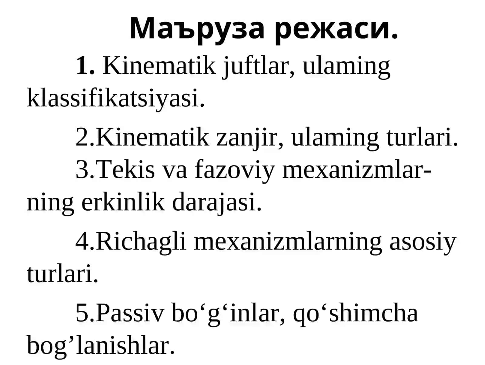 2-mavzu.Mexanizmlarning strukturaviy tahlili 2