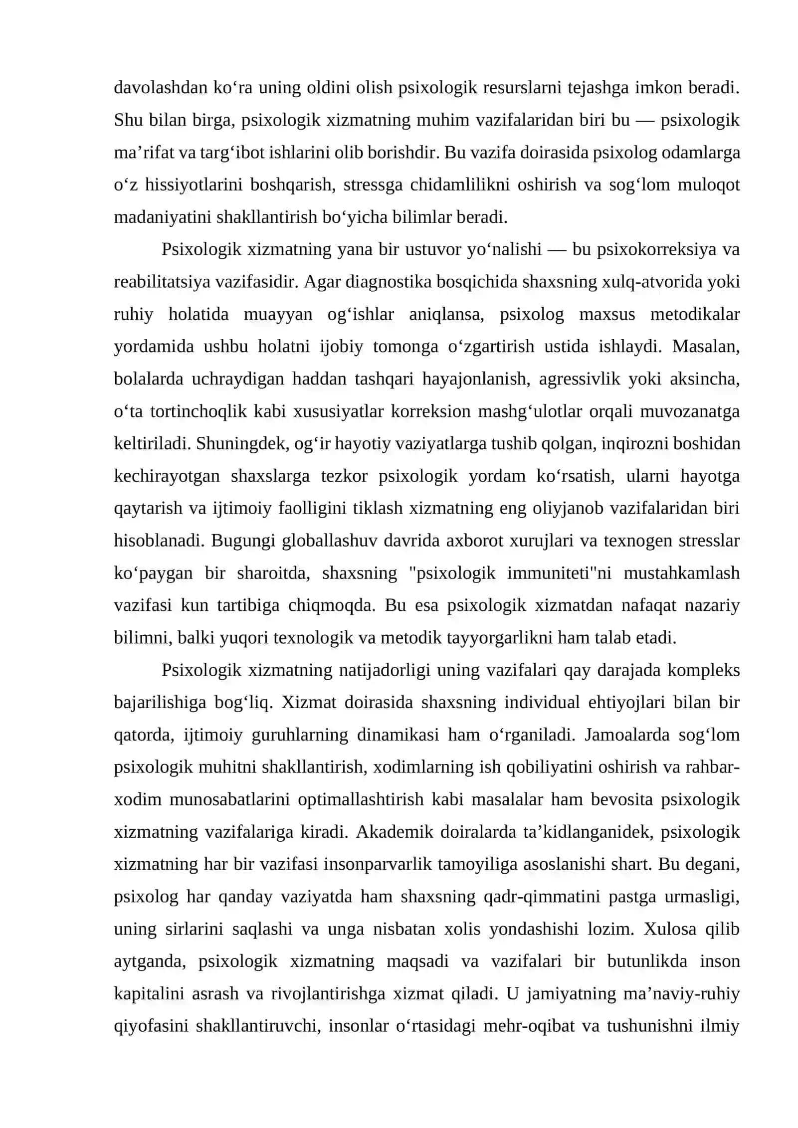 Psixologik xizmatning asosiy yo'nalishlari 2