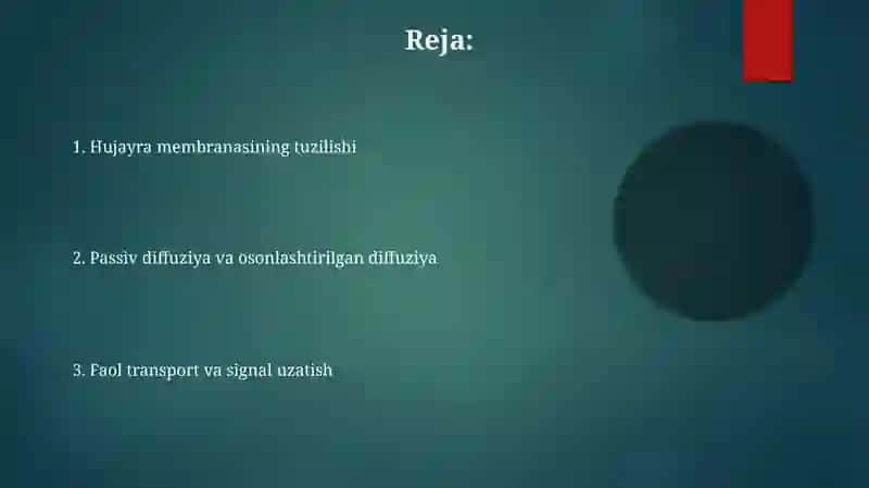 Signallarning Membranalar Orqali O’Tkazilishi 2
