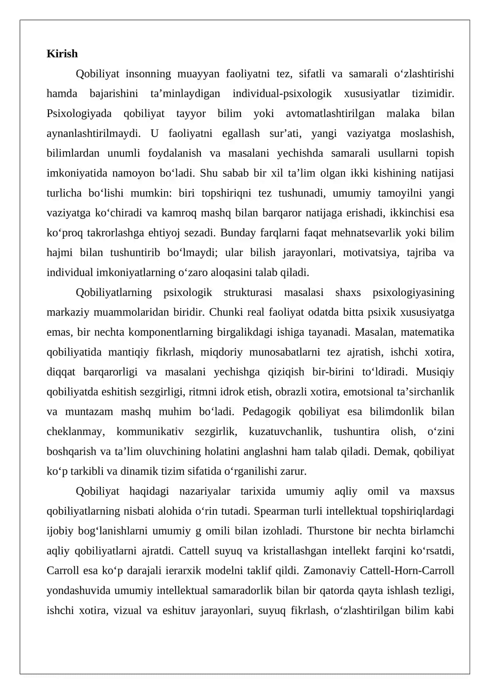 Qobiliyatlarning psixologik strukturasi 2