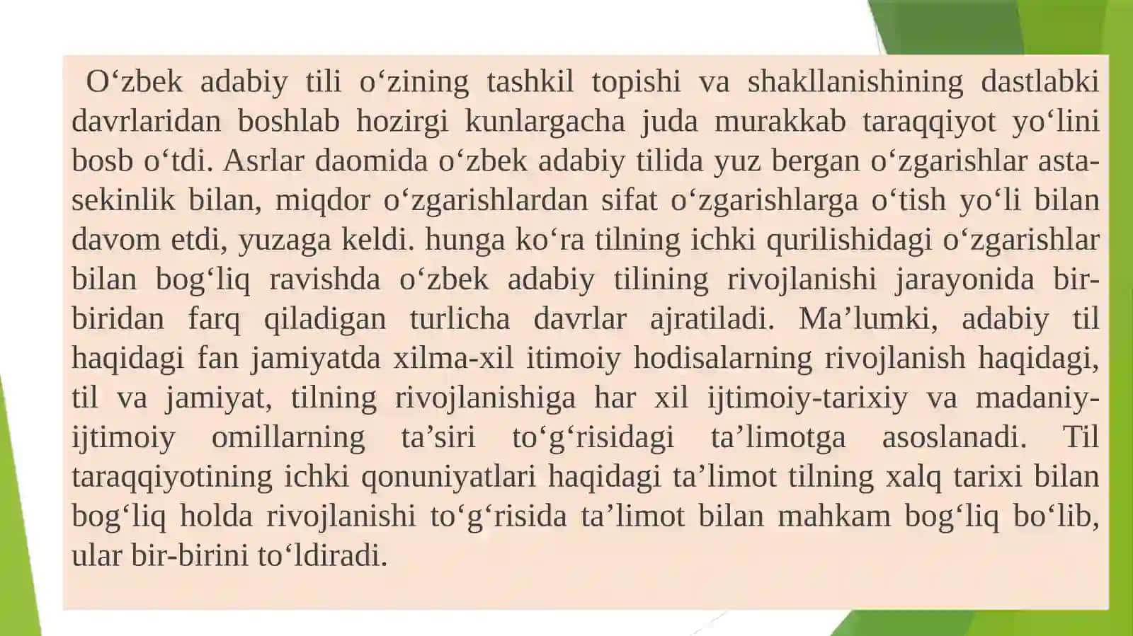 Oʻzbek tilidan Oʻzbek adabiyoti tarixi 2