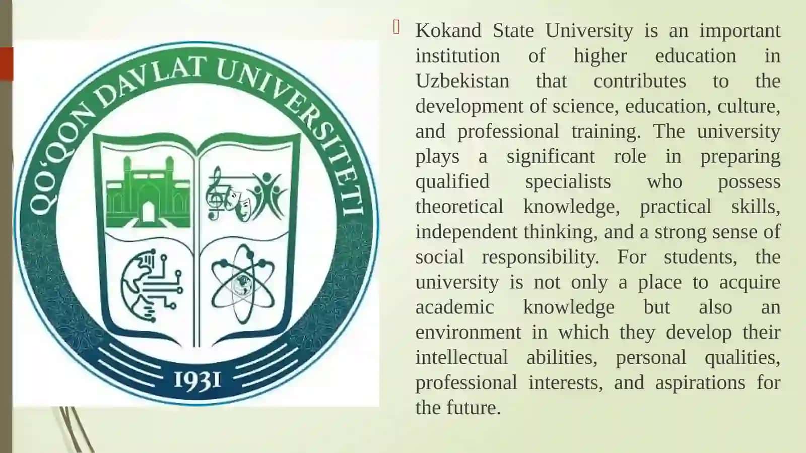 My university is Kokand State University 2