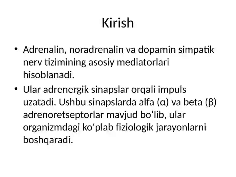 Adrenomimetik va Adrenoblokatorlar 2