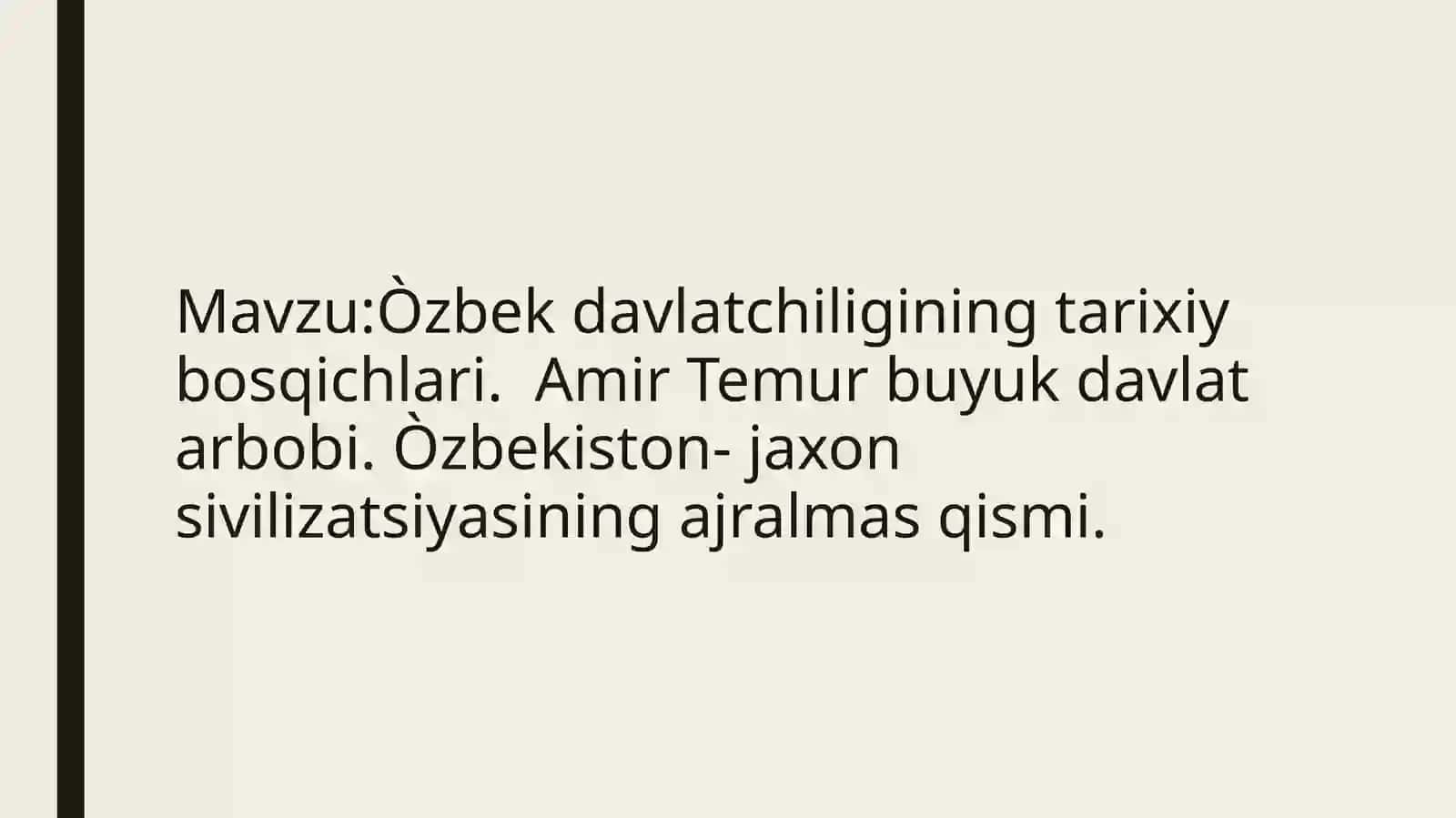 Òzbek davlatchiligining tarixiy bosqichlari 2