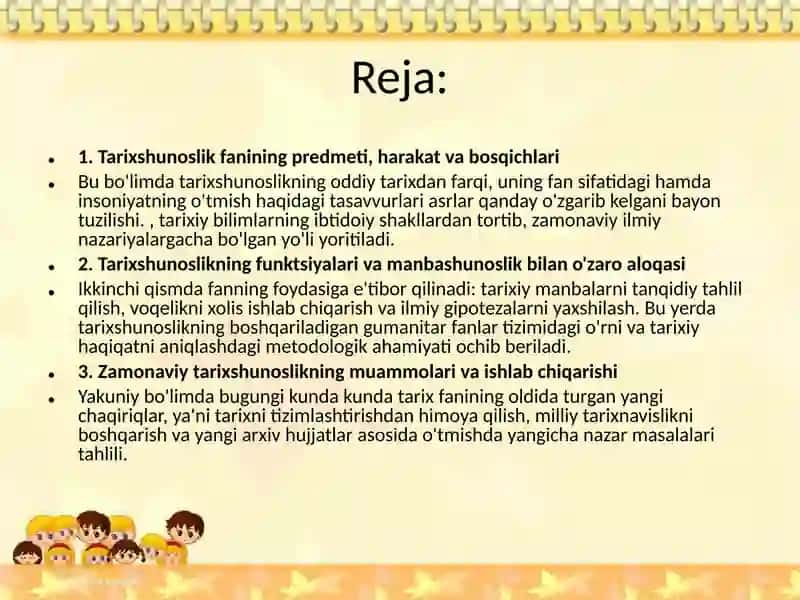 TARIXSHUNOSLIK FANI VA UNING FAZIFALARI 2