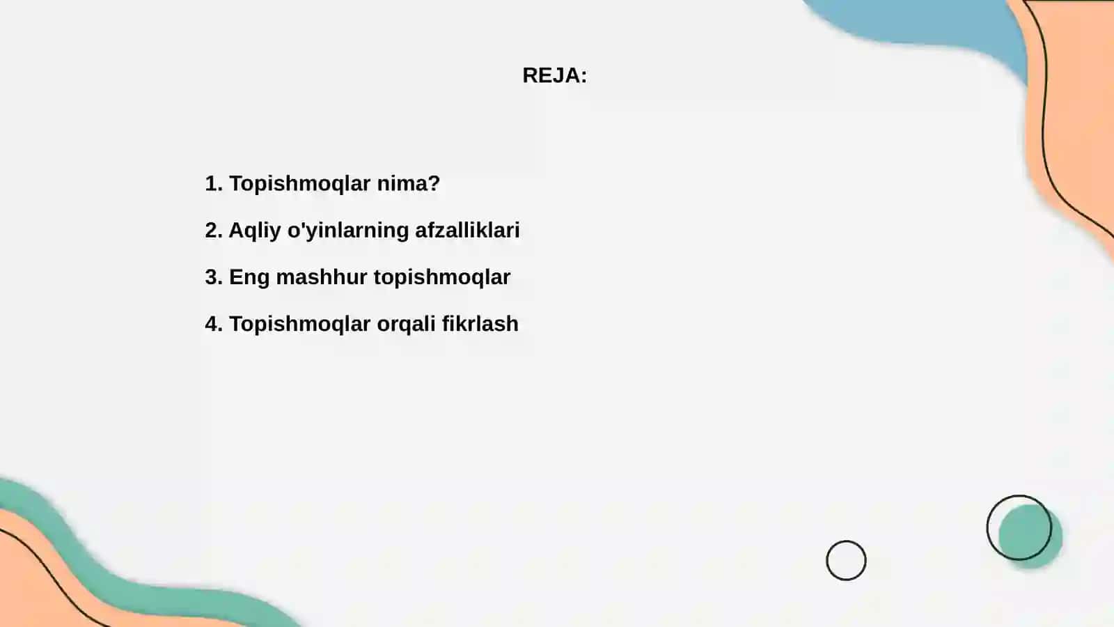 Topishmoqlar aql charxi 2