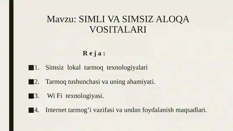SIMLI VA SIMSIZ ALOQA VOSITALARI 2