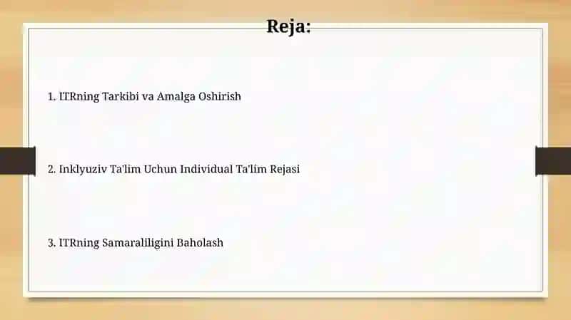 Inklyuziv ta'limda o'qitish bo'yicha individual reja 2