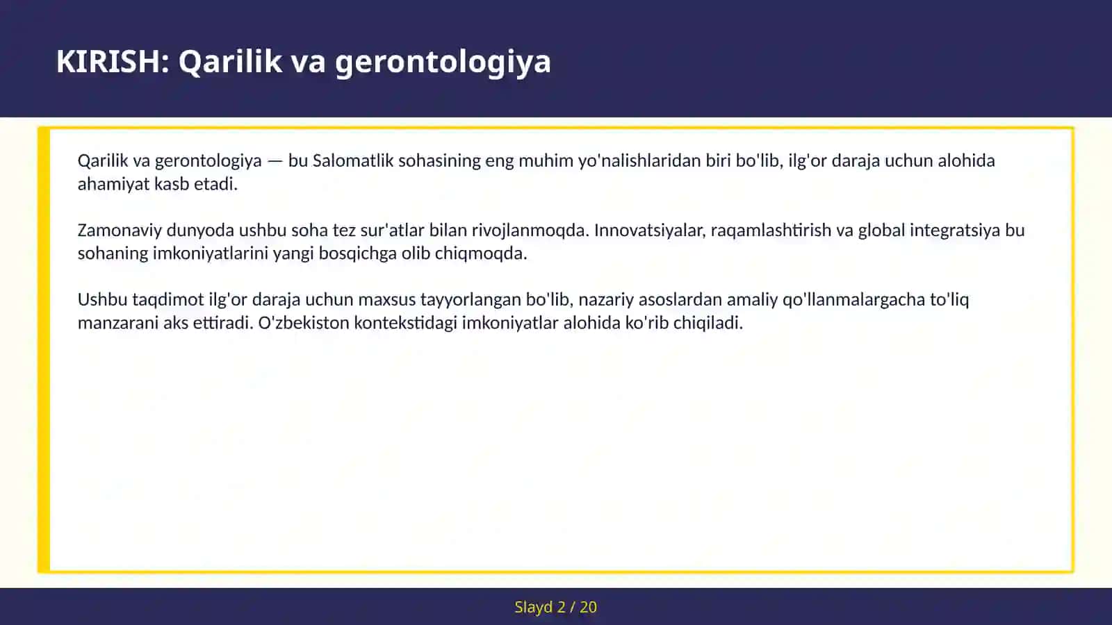 Qarilik va gerontologiya 2