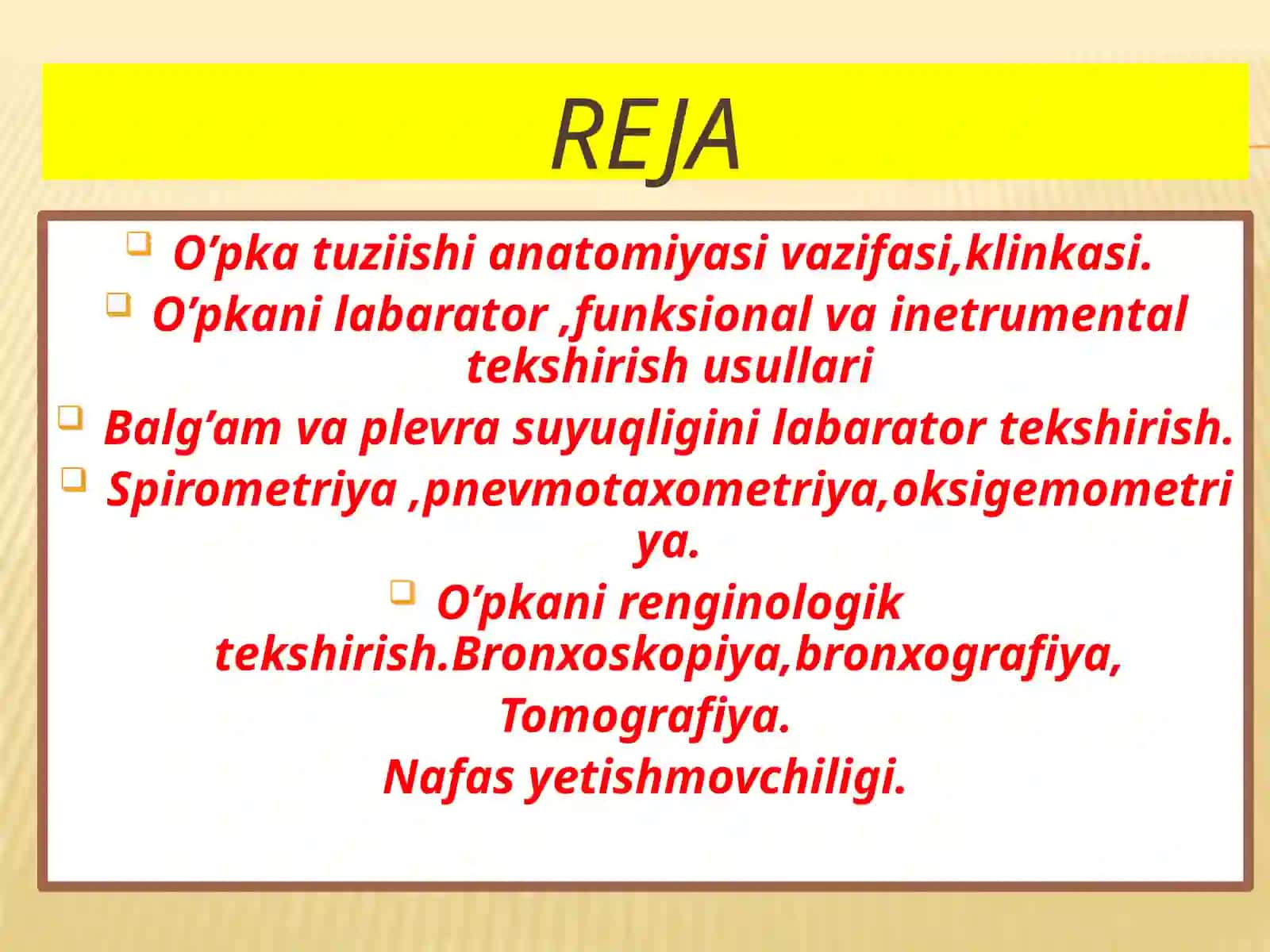 O’pkanilabarator, funksional va inetrumetal tekshirish usullari 2