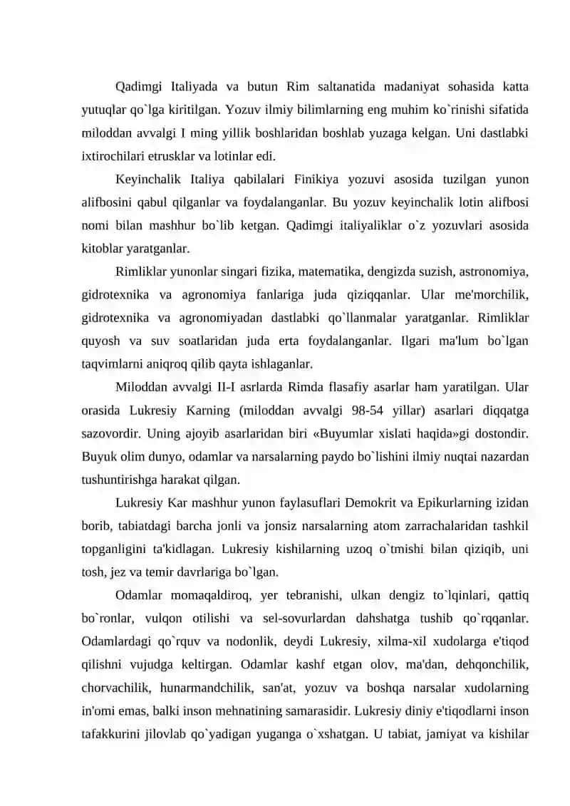 QADIMGI RIM MADANIYATI referat ishi 2