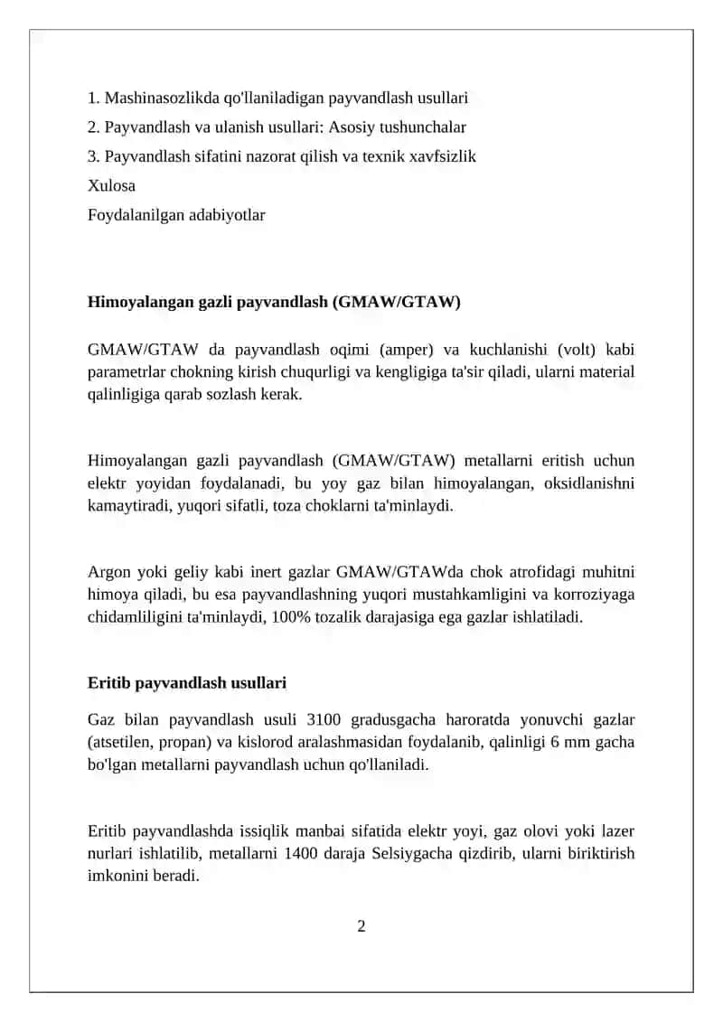 Mashinalarda payvandlash va biriktirish usullari 2