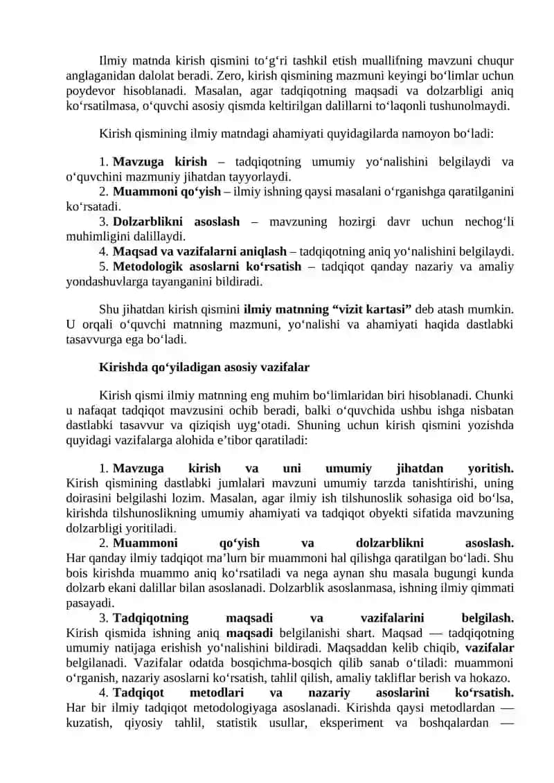 Kirish va xulosaning roli 2