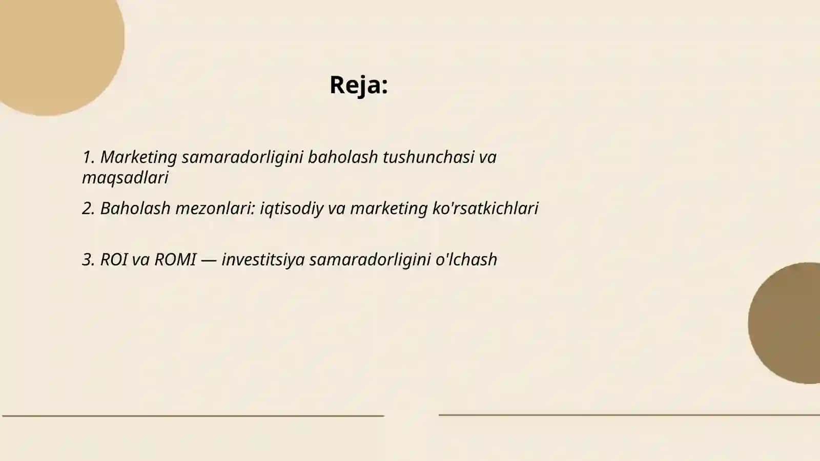 Marketing samaradorligini baholash usullari va mezonlari 2